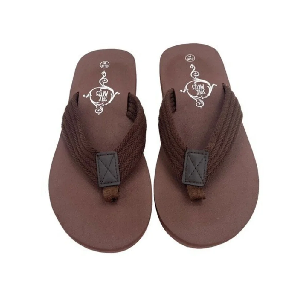 NEW Sole Mates Men’s Flip Flops Sandals NEW Brown Size‎ 9/10